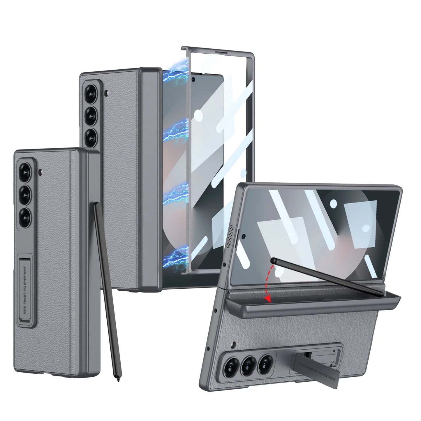 Leather Case with Hinge Protection & Pen Holder for Samsung Galaxy Z Fold 6
