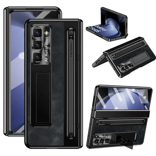 Leather Case With S Pen and Bracket for Samsung Galaxy Z Fold 6